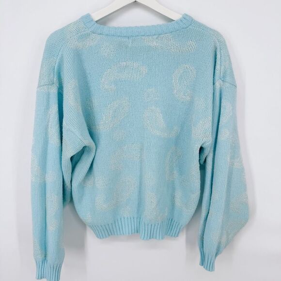 Vintage Via L.A. Paisley Knit Sweater Blue Medium - Picture 3 of 7